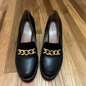 High heel loafers with gold accents size 9